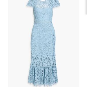 Alice + Olivia Clover Lace Midi Dress in Soft Blue
